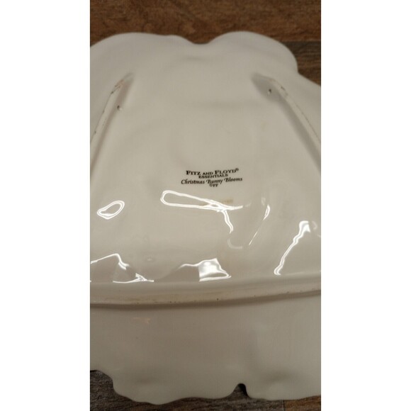 2004 Fitz and Floyd Essentials Canape Christmas BUNNY BLOOMS Plate Wall Hanging - Picture 5 of 8